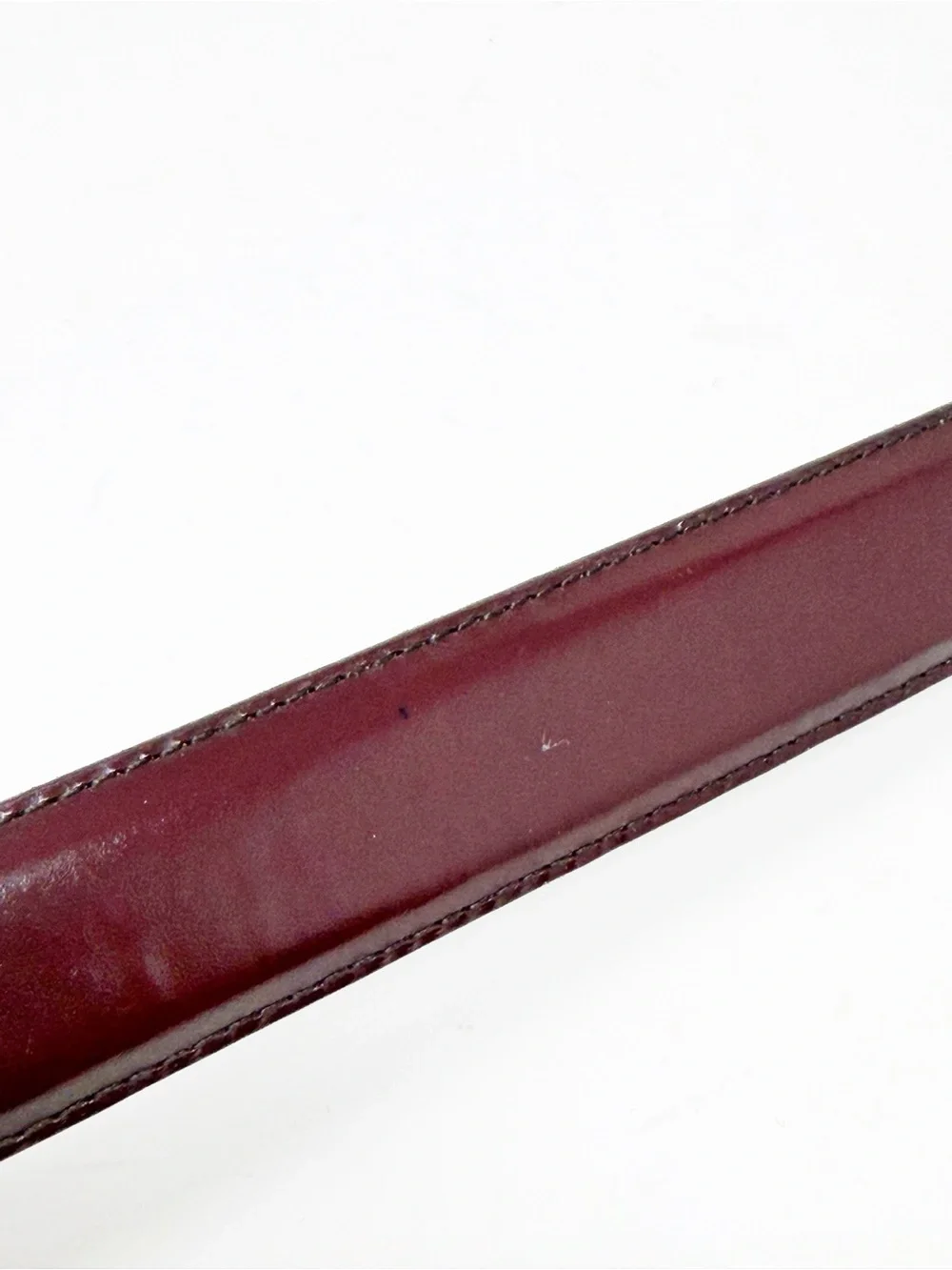 Coach Men's Deep Burgundy Leather Belt with Gold-Tone Buckle